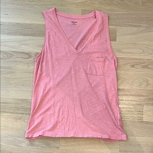 Madewell Pink V-Neck Sleeveless Top